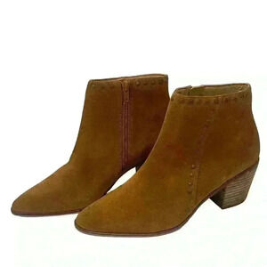 Lucky Brand Linnea-Cashew-Oiled Suede-Women’s Bootie-Side Zip 8M